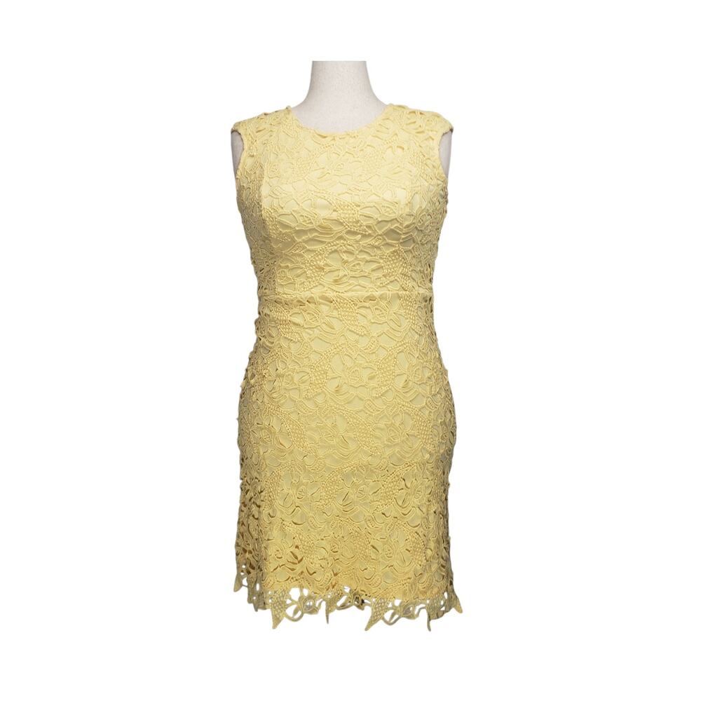 NY&C Size 8 Soft Butter Yellow Crochet Lace Sleeveless Dress Coquette Summer